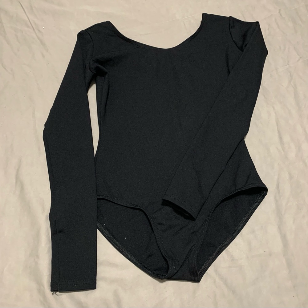 Capezio Kids Black Long Sleeve Leotard Size L RN63356-2 Dance Gymnastics